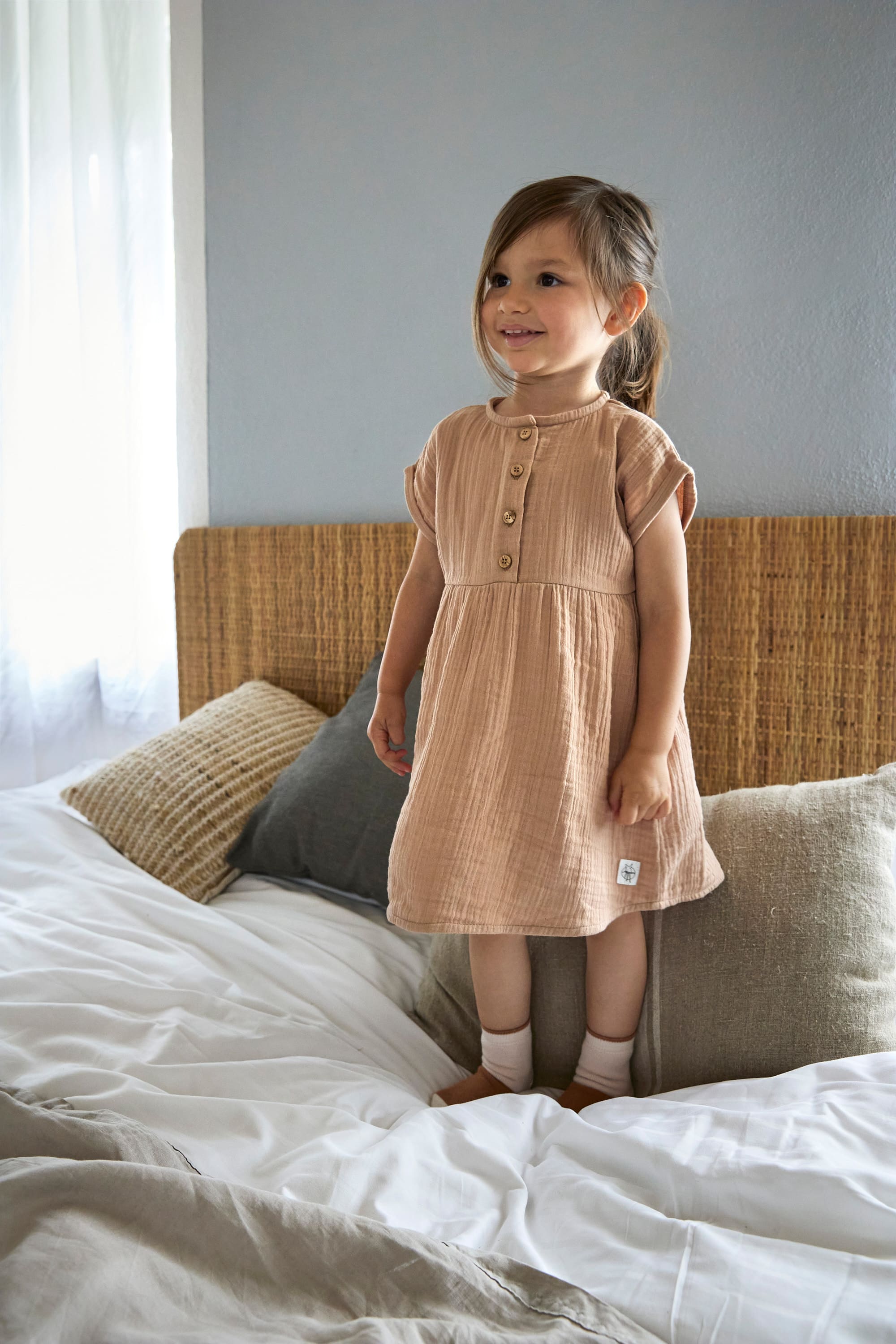 Musselin Kinderkleid - Bio Baumwolle, Orange