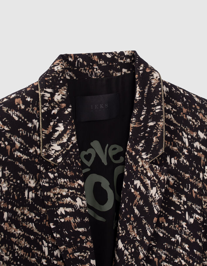 Veste de costume noire imprimé fusain Femme