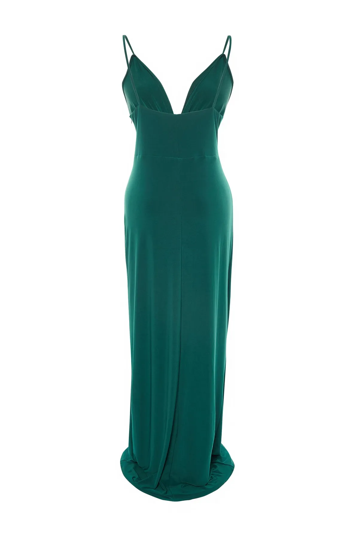 Trendyol Curve  Smaragdgrünes, gestricktes, drapiertes, detailliertes Abendkleid TBBSS22AD00000