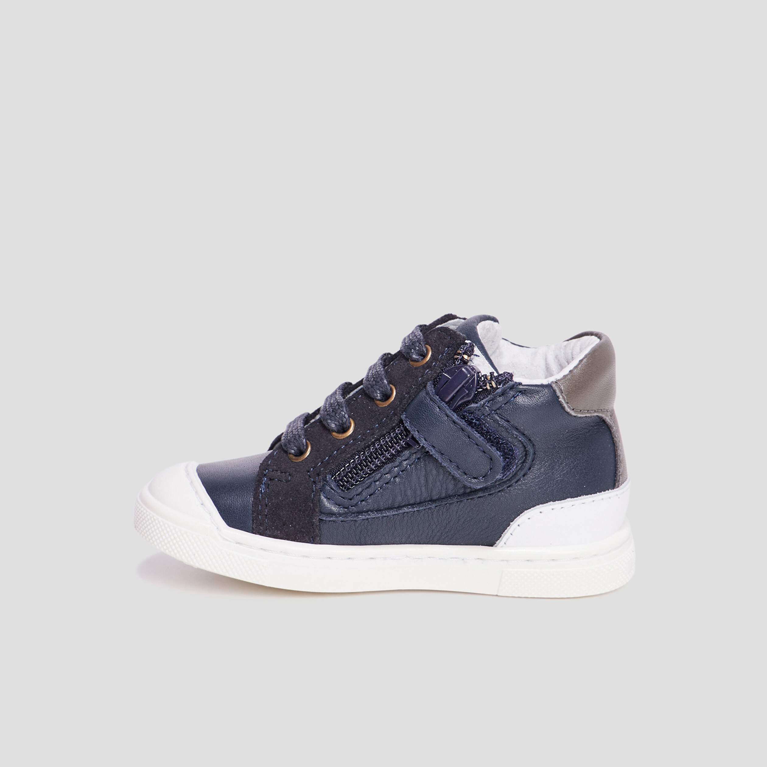 Bottillons zippés en cuir bleu marine bébé garçon | La Halle