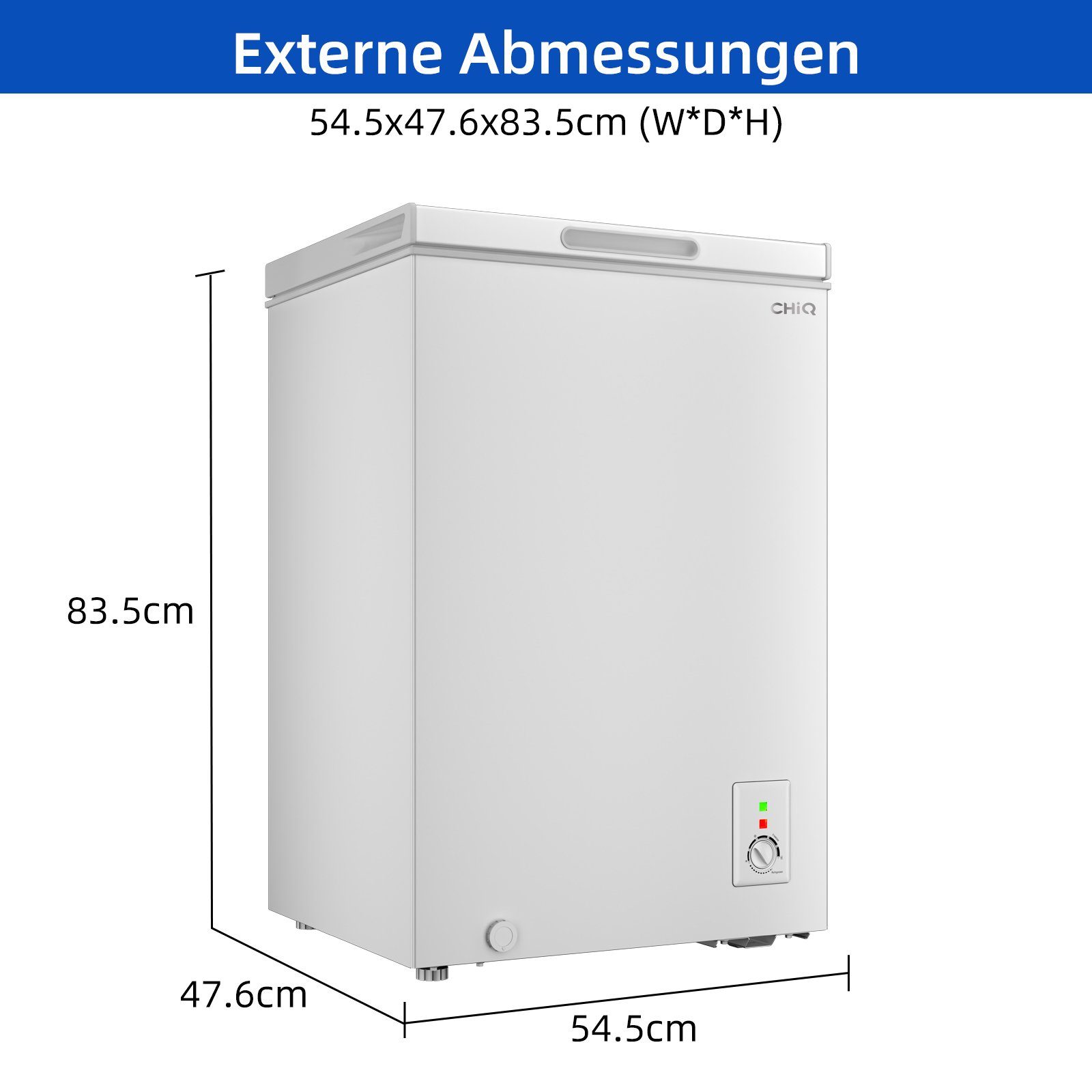 CHiQ Gefriertruhe FCF98DE, 55 cm breit, 99 l, Starke Gefrierleistung,12 Jahre Garantie auf den Kompressor