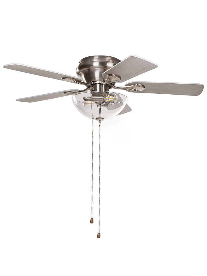 Beliani Deckenventilator mit Licht SIRAMA in Silber/Heller Holzfarbton günstig kaufen onesize