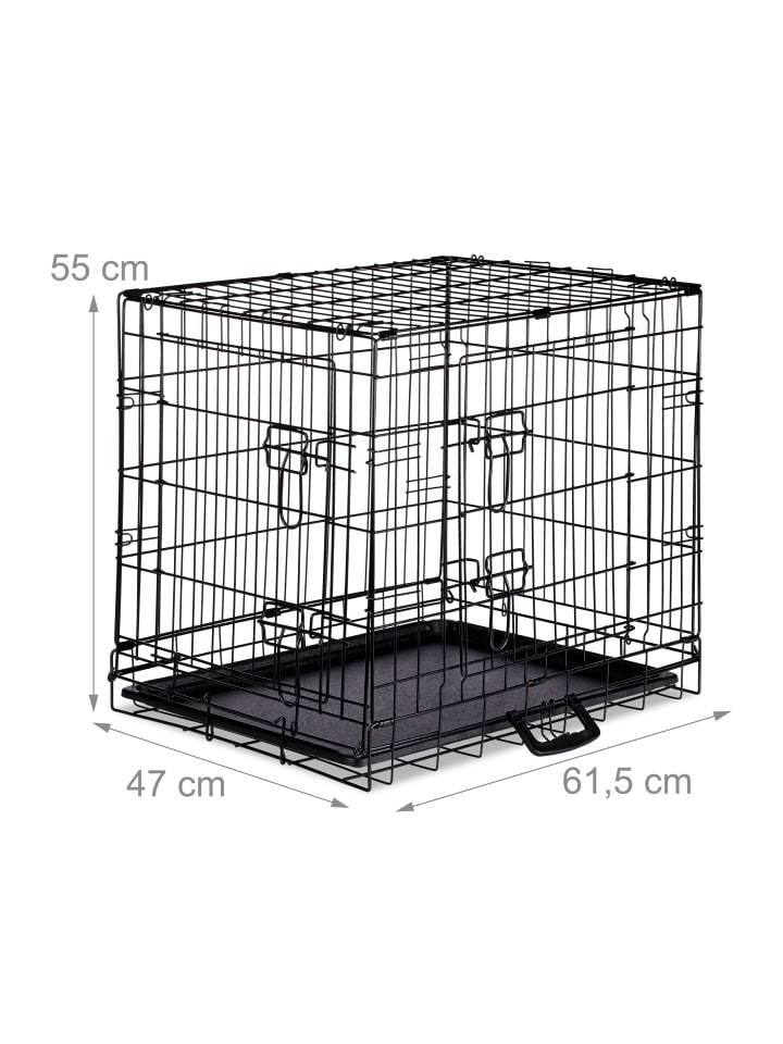 relaxdays Hundekäfig in Schwarz - (B)61,5 x (H)55 x (T)47 cm günstig kaufen onesize