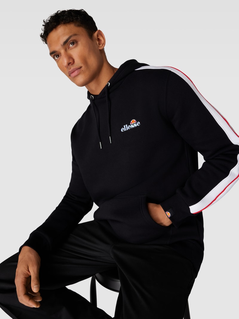Hoodie mit Label-Stitching Modell 'Paiger' in schwarz