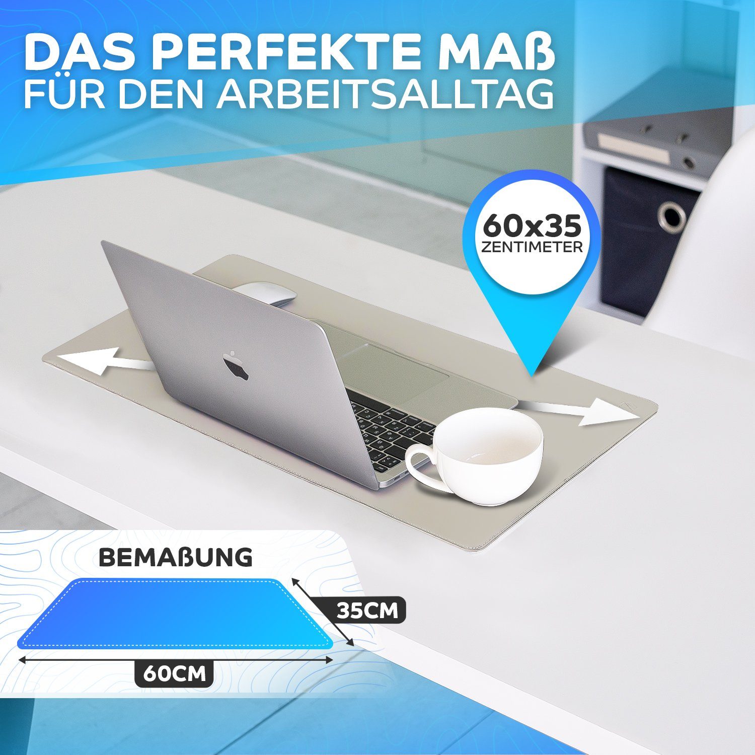 MAXLVL Gaming Mauspad Schreibtischunterlage - Mauspad mit Vernähte Kanten - Rutchfest