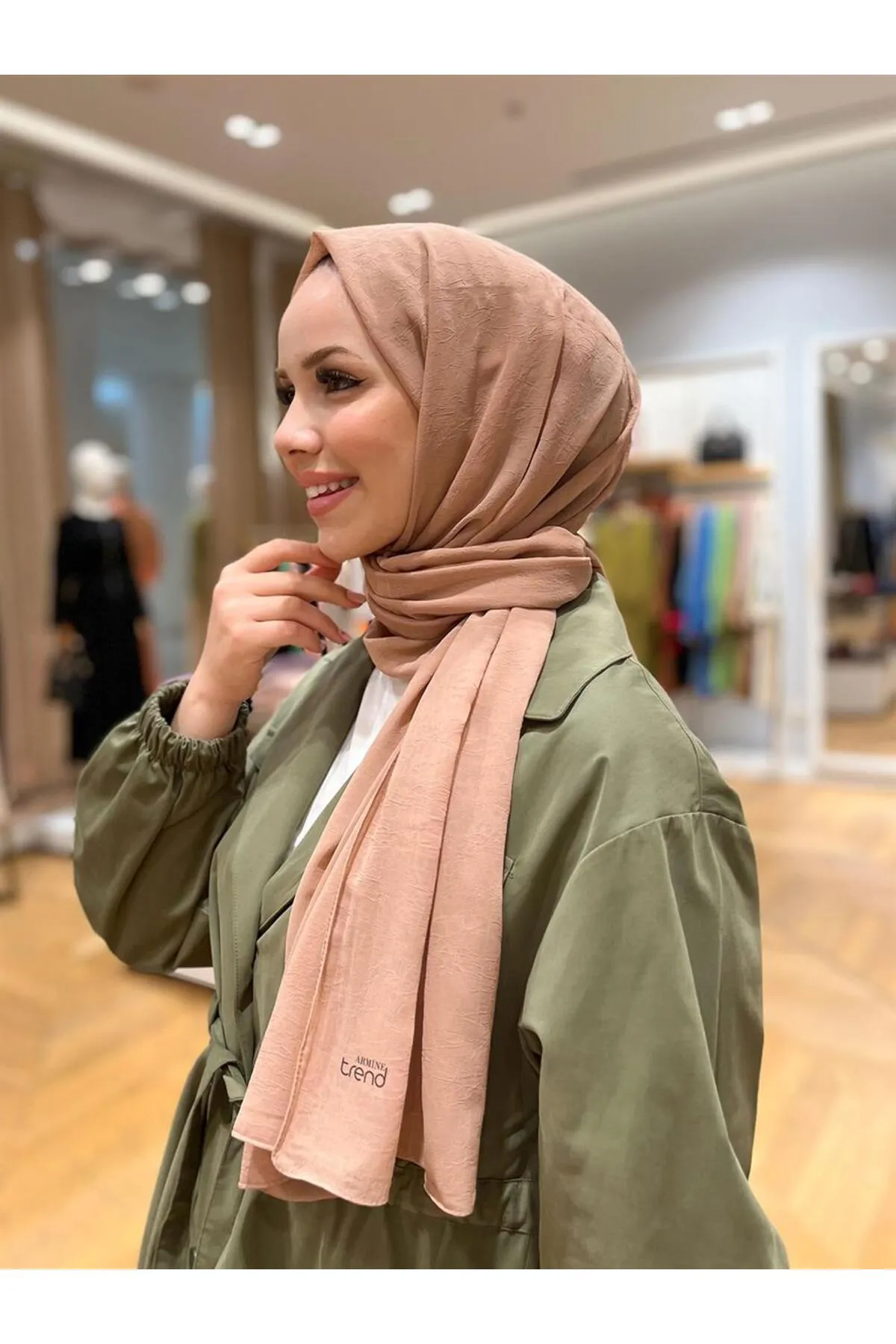 Armine  Trend Crinkle Chiffon-Schal – Atskrn-20 – Keks