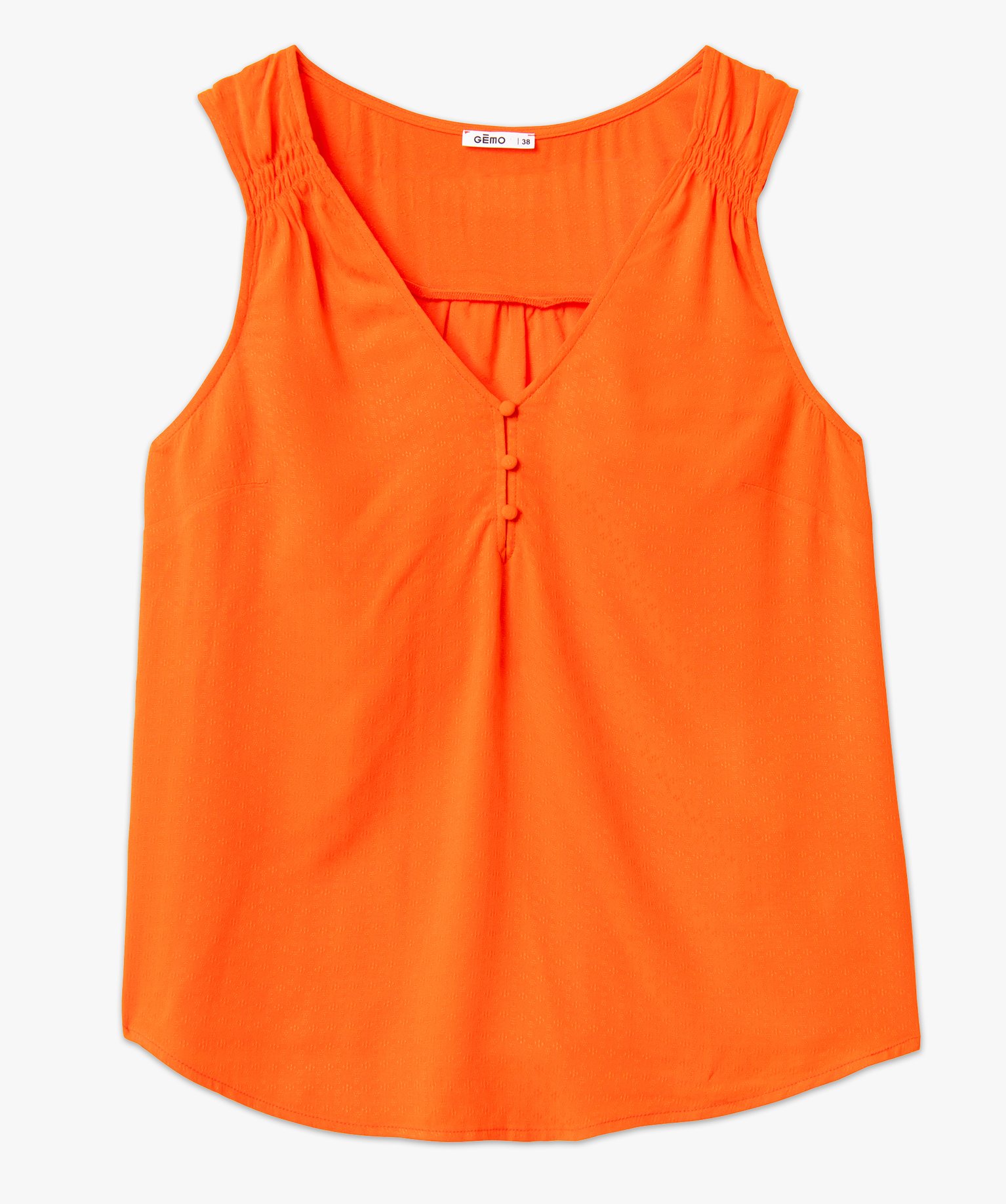 Blouse femme sans manches avec col V boutonné rouge | GEMO