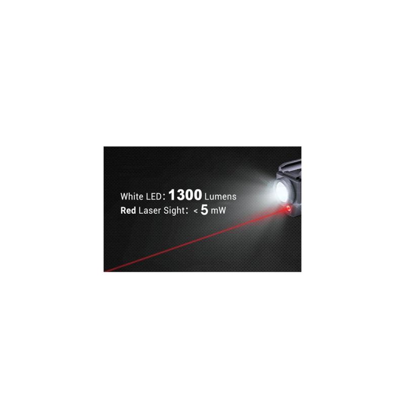 Nextorch WL23R Pistolen-Taschenlampe mit rotem Laser 1300 Lumen LED (Taktisches Licht)