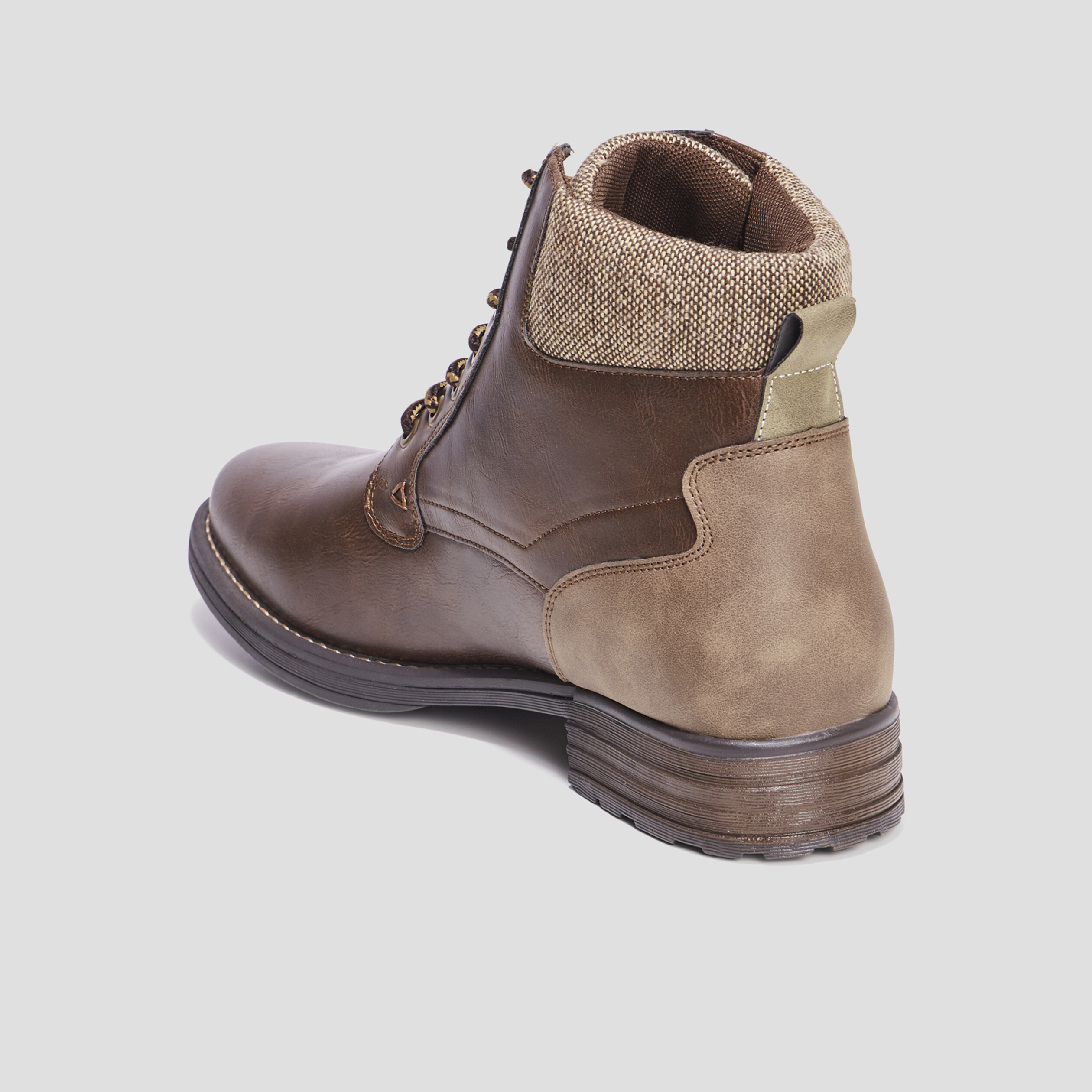 Bottines à lacets bi-matières Bicux marron homme | La Halle