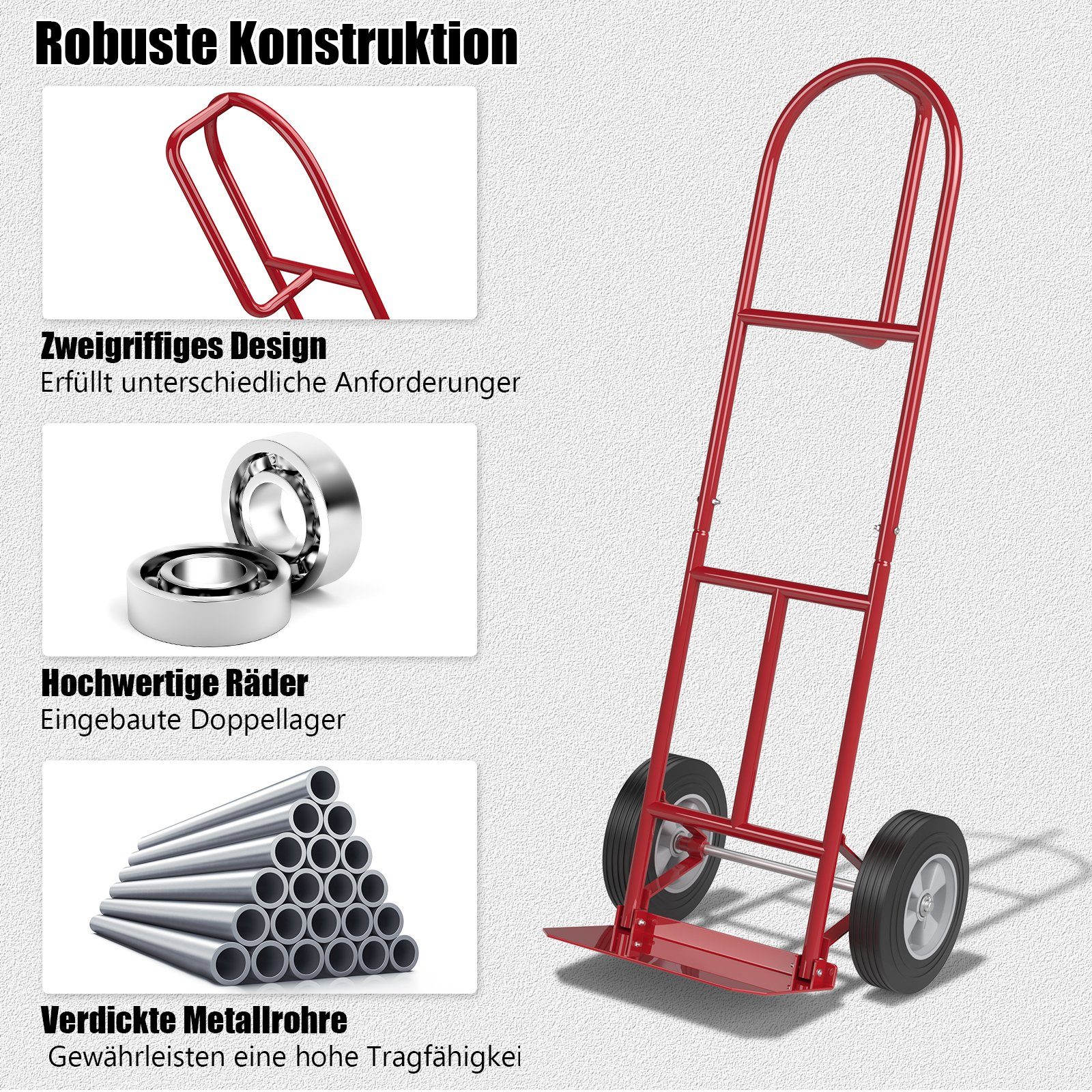 COSTWAY Sackkarre, mit Griff, Rädern & klappbarer Ladefläche, bis 300kg