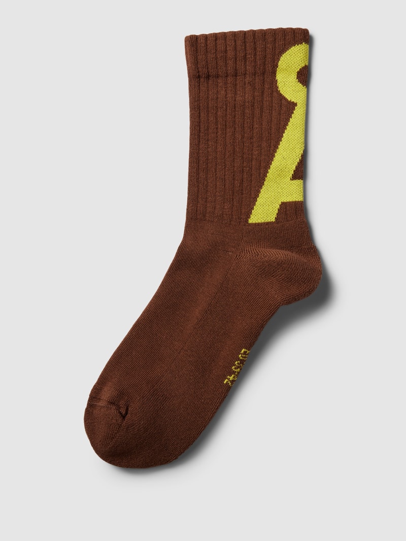 Socken mit Label-Stitching Modell 'SAAMUS' in hellbraun