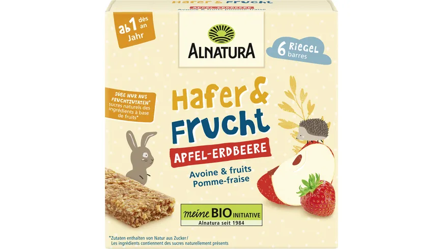 Alnatura Bio Hafer&Frucht Apfel-Erdbeere Fruchtriegel 138 g