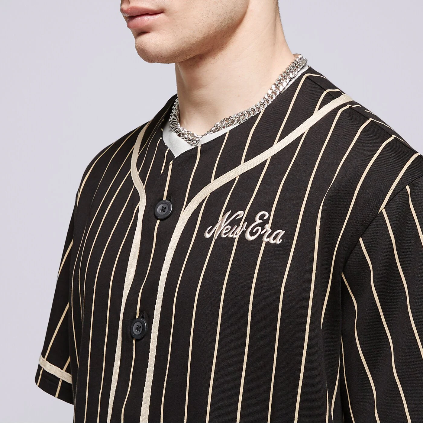 NEW ERA T-SHIRT NE PINSTRIPE JERSEY NONE Schwarz
