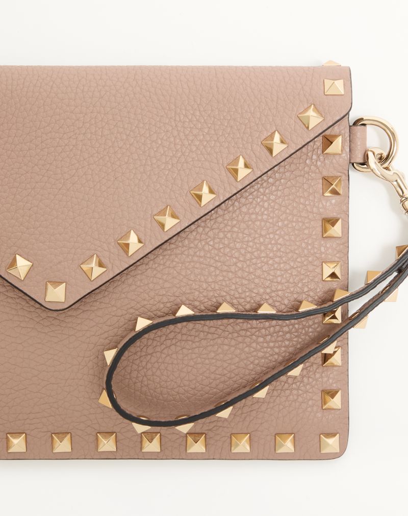 Bolsa Rockstud em couro de bezerro granada