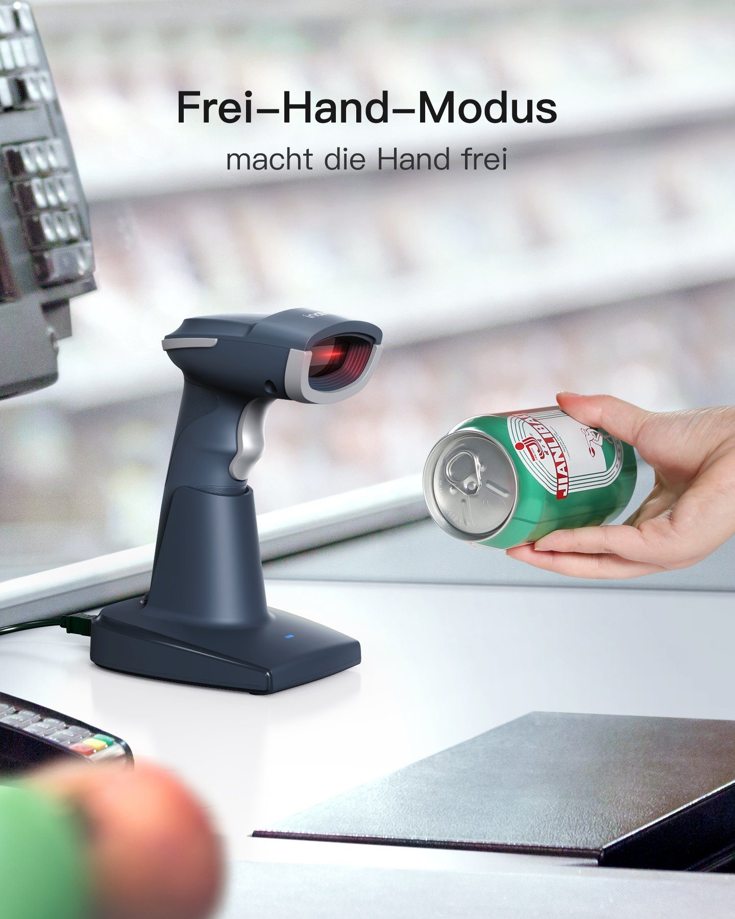Inateck Inateck 2D Barcode Scanner, 2.4Ghz Intelligente Station Handscanner