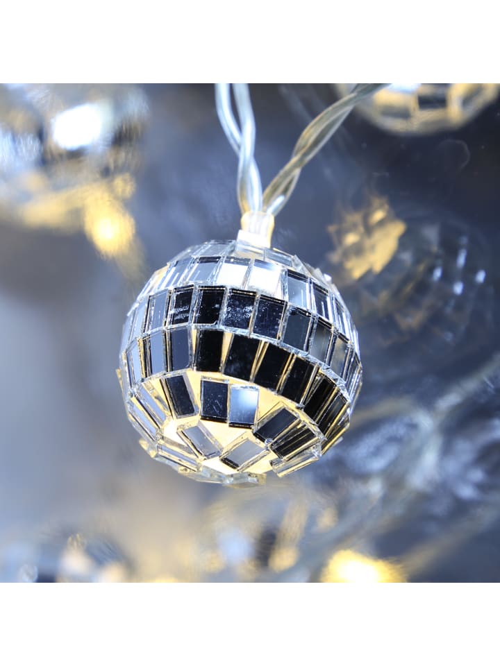SATISFIRE LED Lichterkette Diskokugel 10 kleine Spiegelkugeln L: 1,35m in silber günstig kaufen onesize