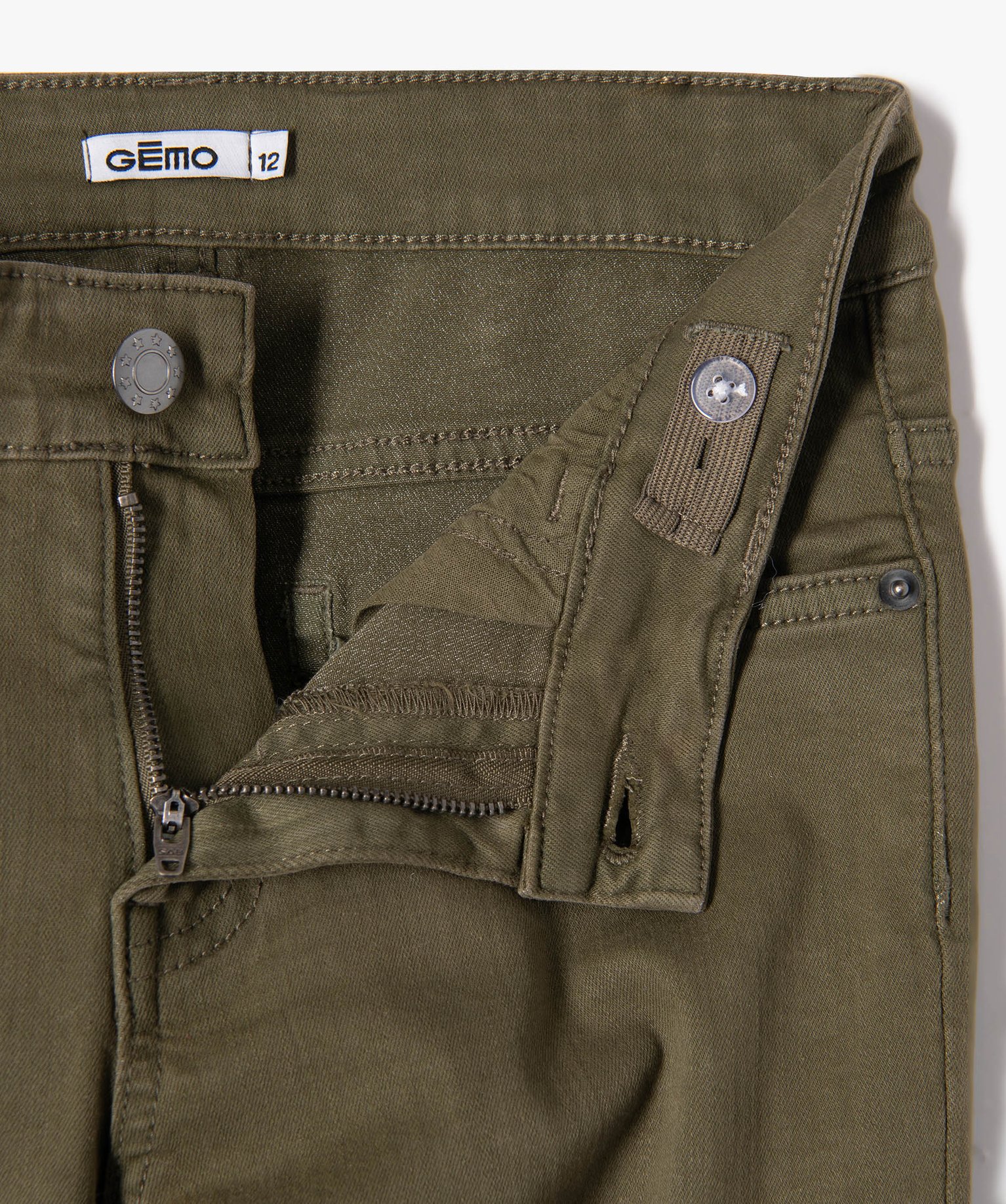 Pantalon en coton stretch coupe slim 5 poches Garçon kaki | GEMO