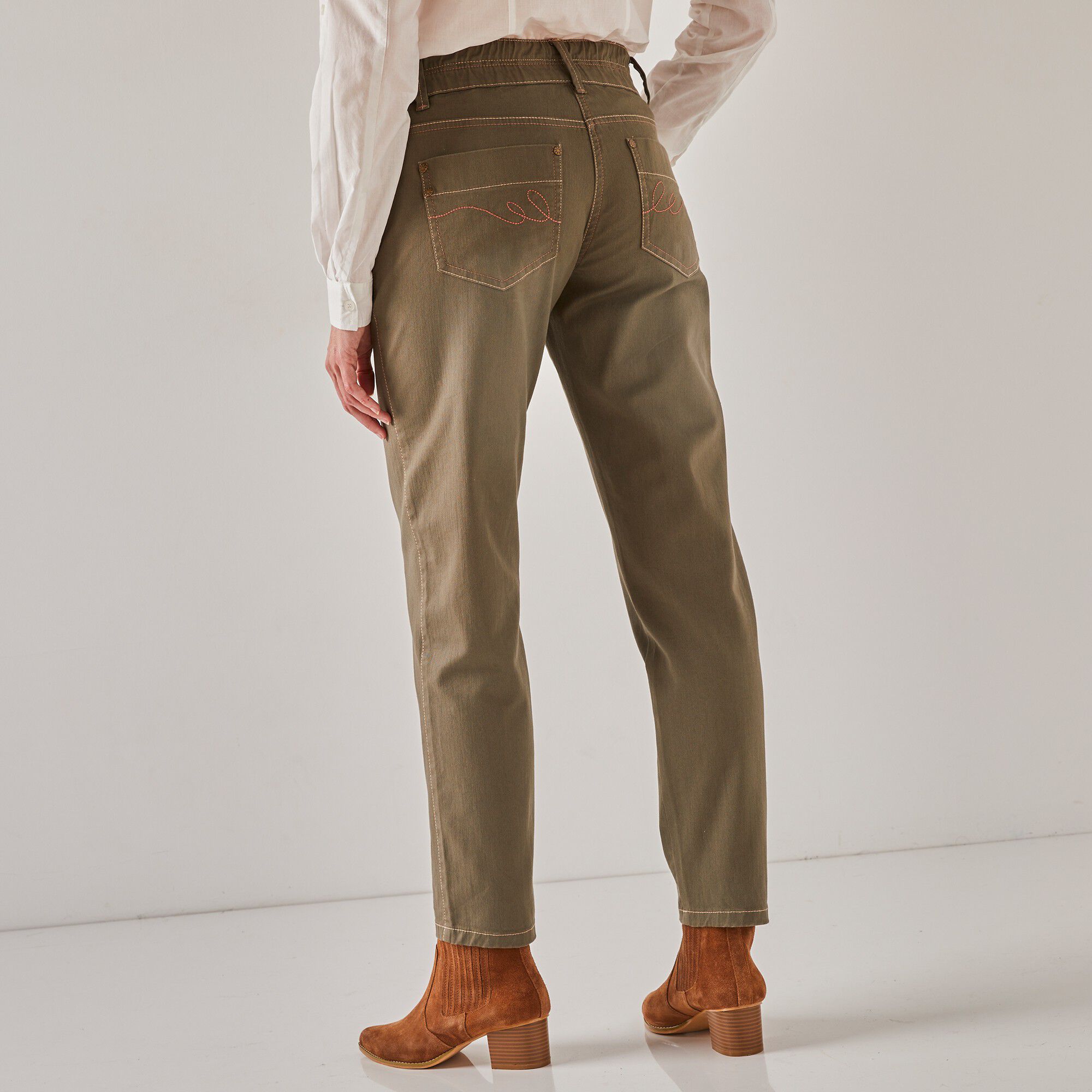 Jean mom couleur taille élastiquée