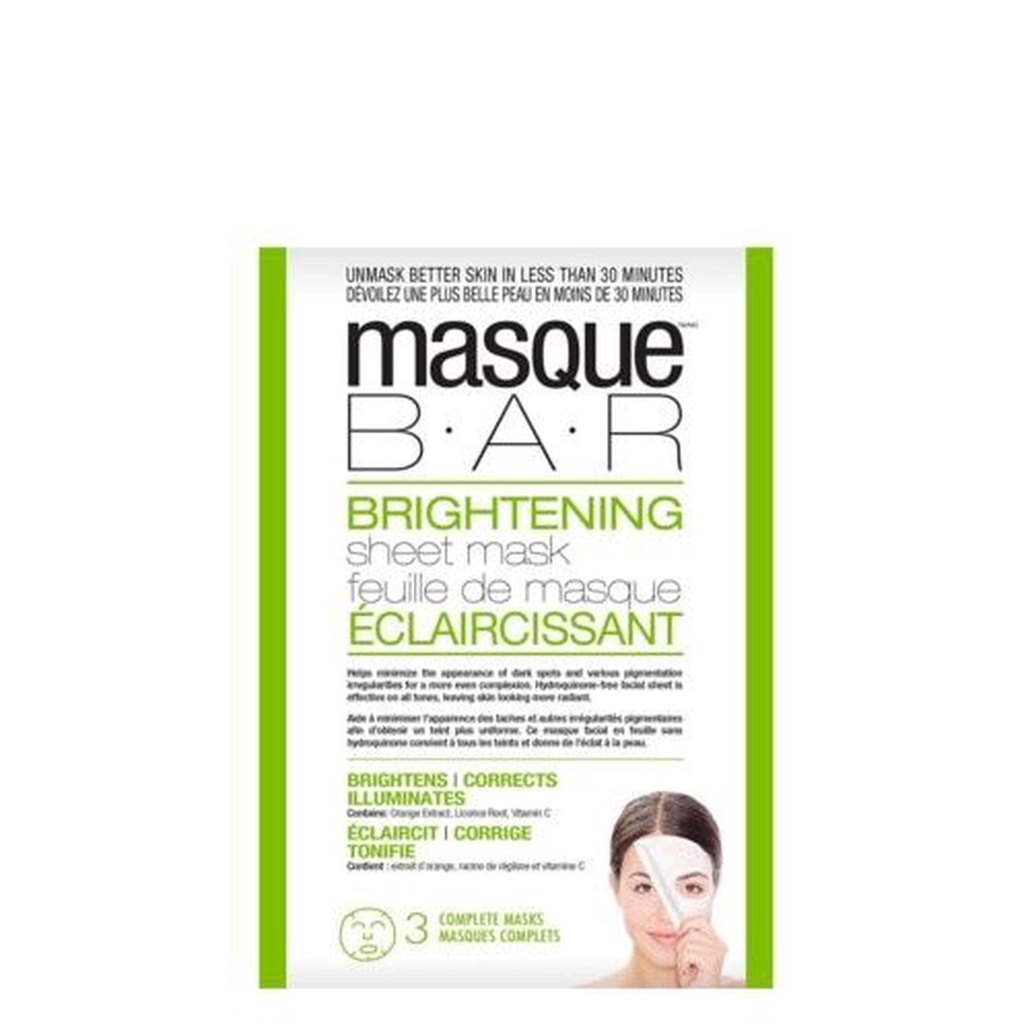 Masque Bar Masque Eclaircissant Eclaircit Corrige Tonifie x 3