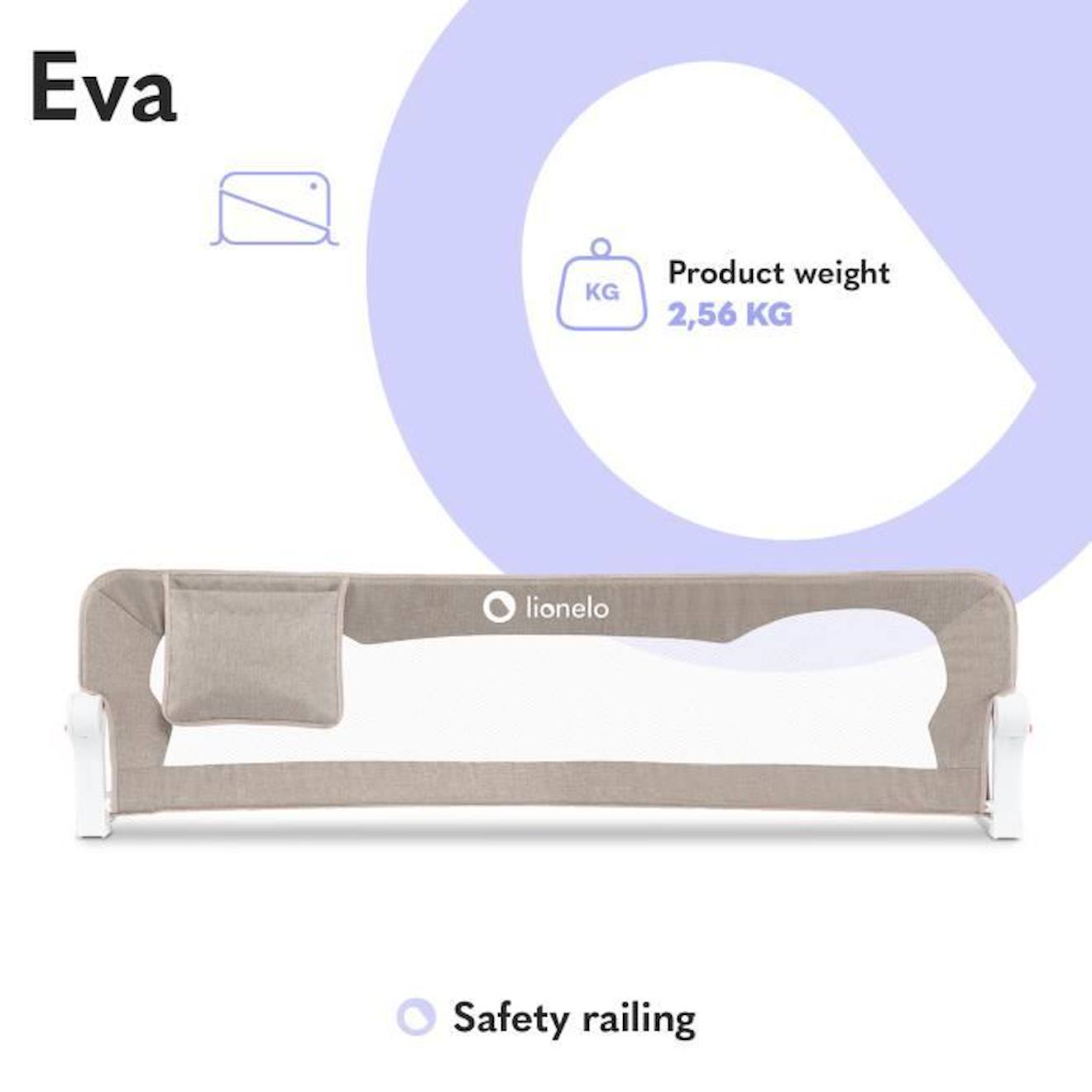 LIONELO Barrière de lit bébé Eva protection anti-chute 150cm filet aéré pliable