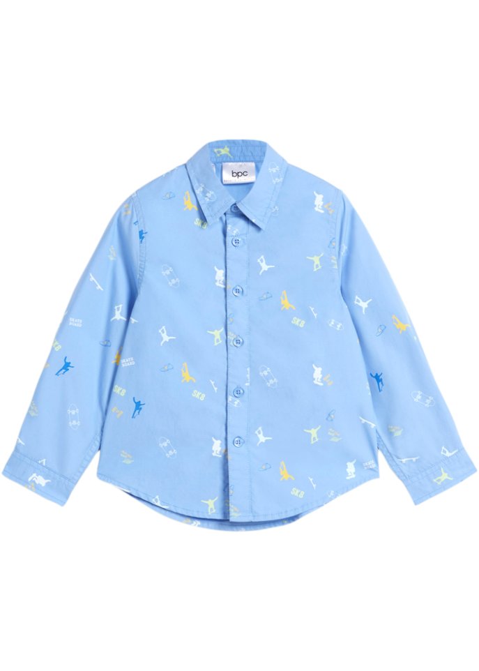 Jungen Langarmhemd bedruckt, Slim Fit
