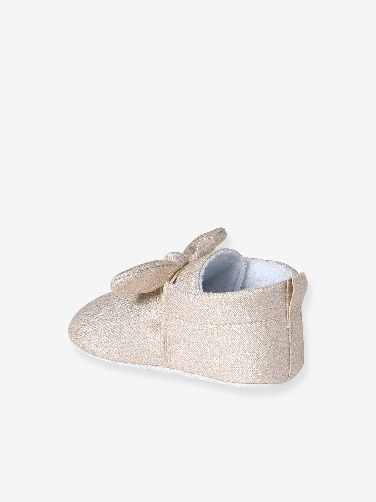 Vertbaudet Baby Krabbelschuhe mit Schleifenband - gold