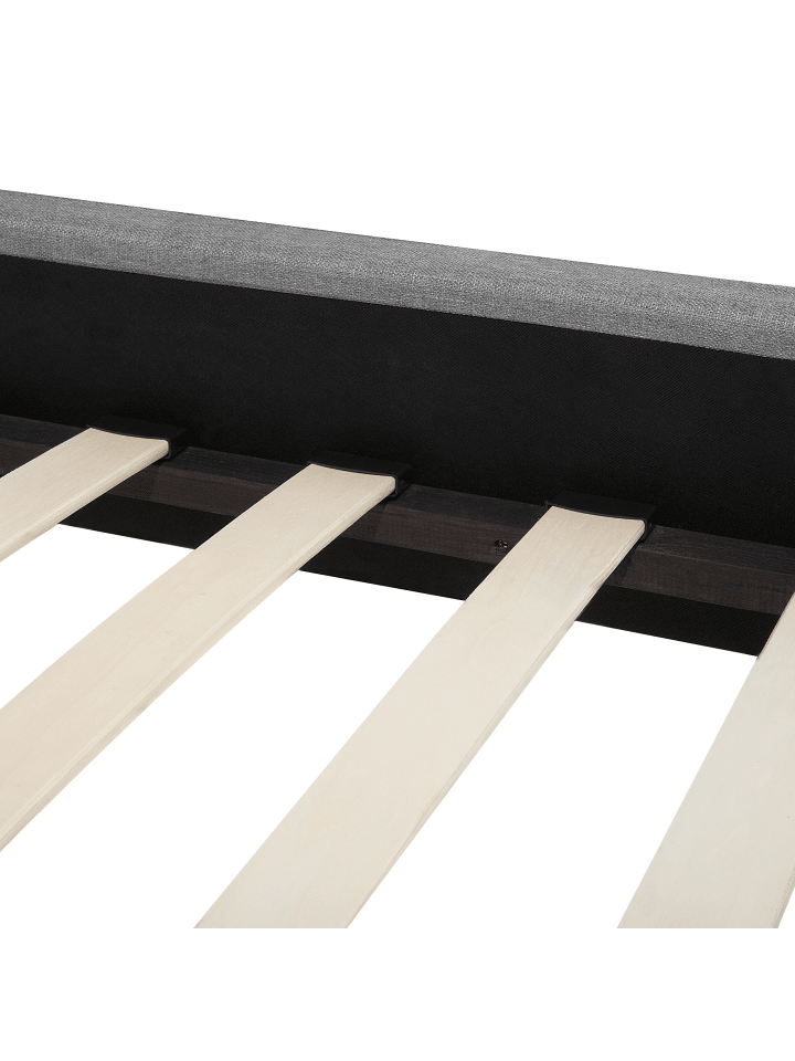 Beliani Doppelbett COLMAR in Grau/Dunkler Holzfarbton - (W) 150 x (H) 107 x (L) 215 cm günstig kaufen onesize
