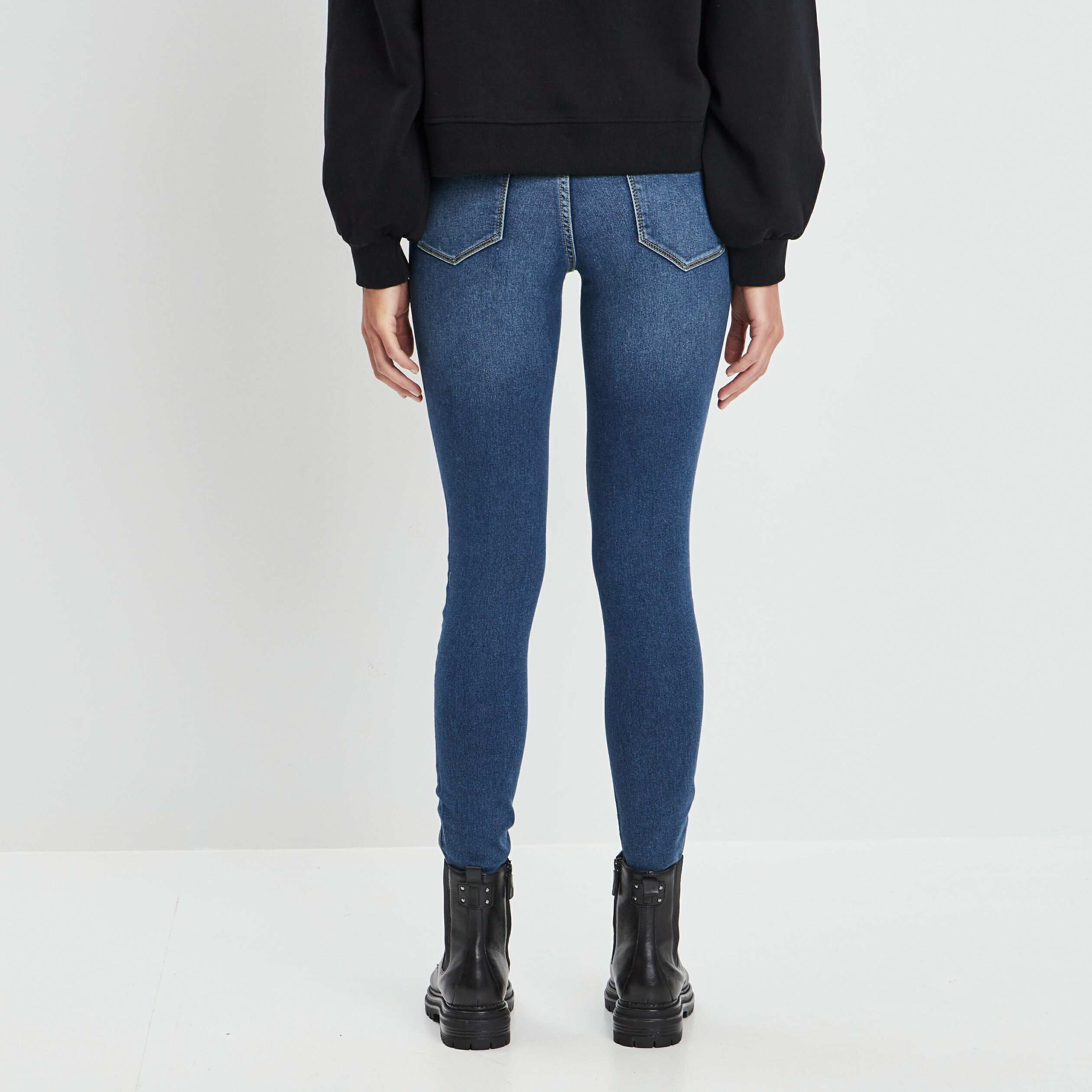 Jeans skinny détails zippés denim double stone femme | La Halle