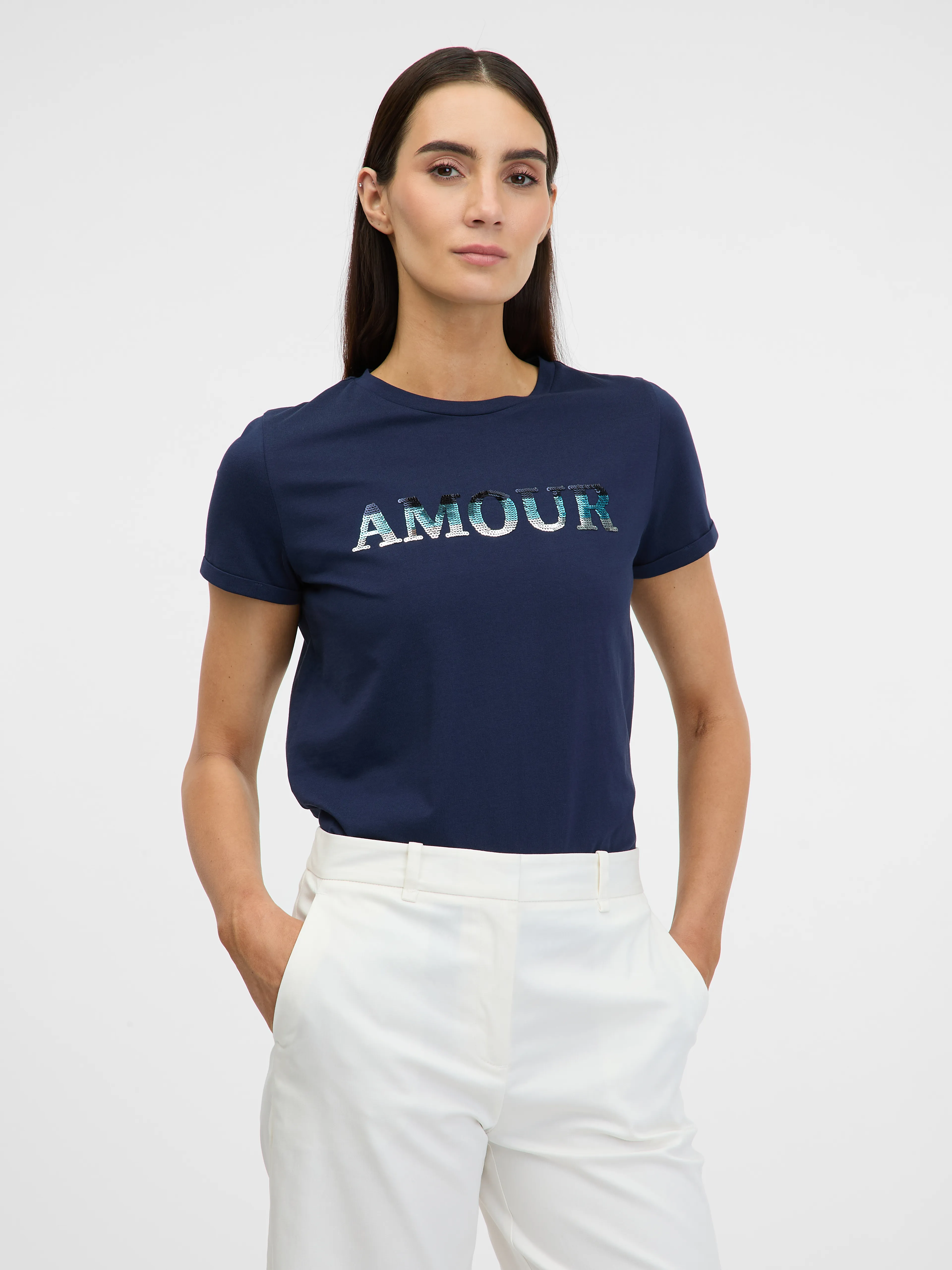 Blaues Damen-Kurzarm-T-Shirt ORSAY