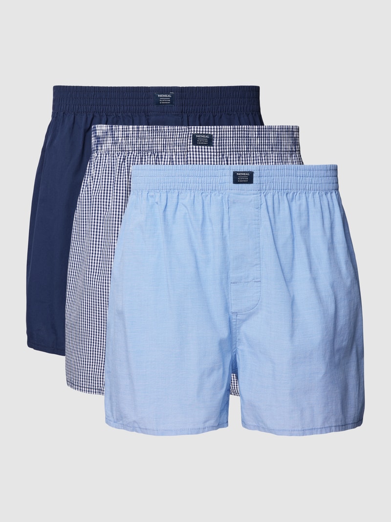 Boxershorts aus Baumwolle mit Label-Patch im 3er-Pack in marineblau