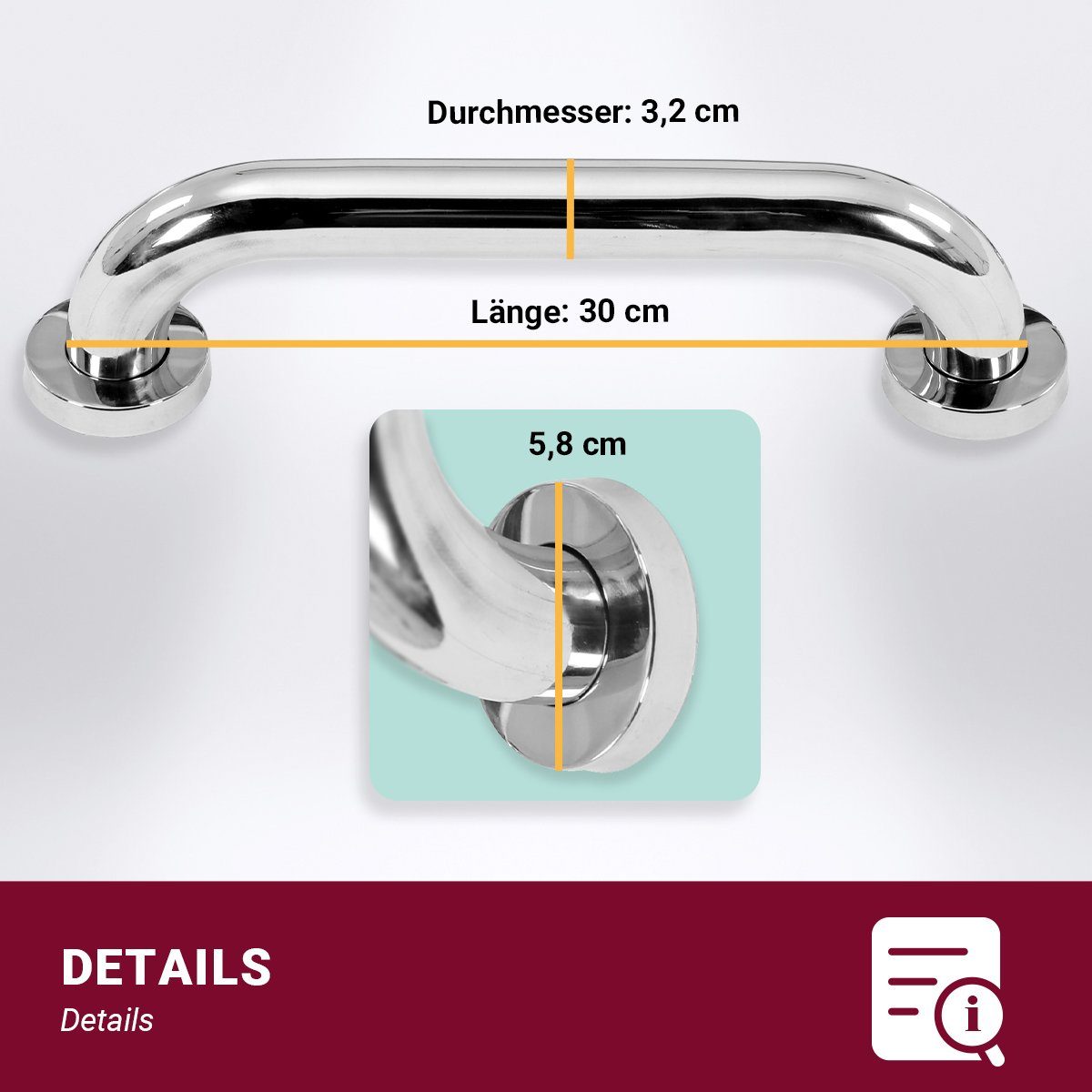 HOOZ Haltegriff Haltegriff für Dusche & Badewanne 30 cm - chrom