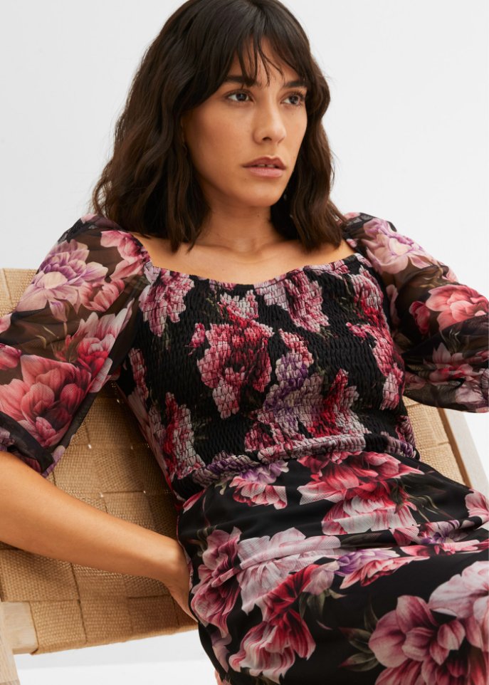 bedrucktes Mesh-Kleid