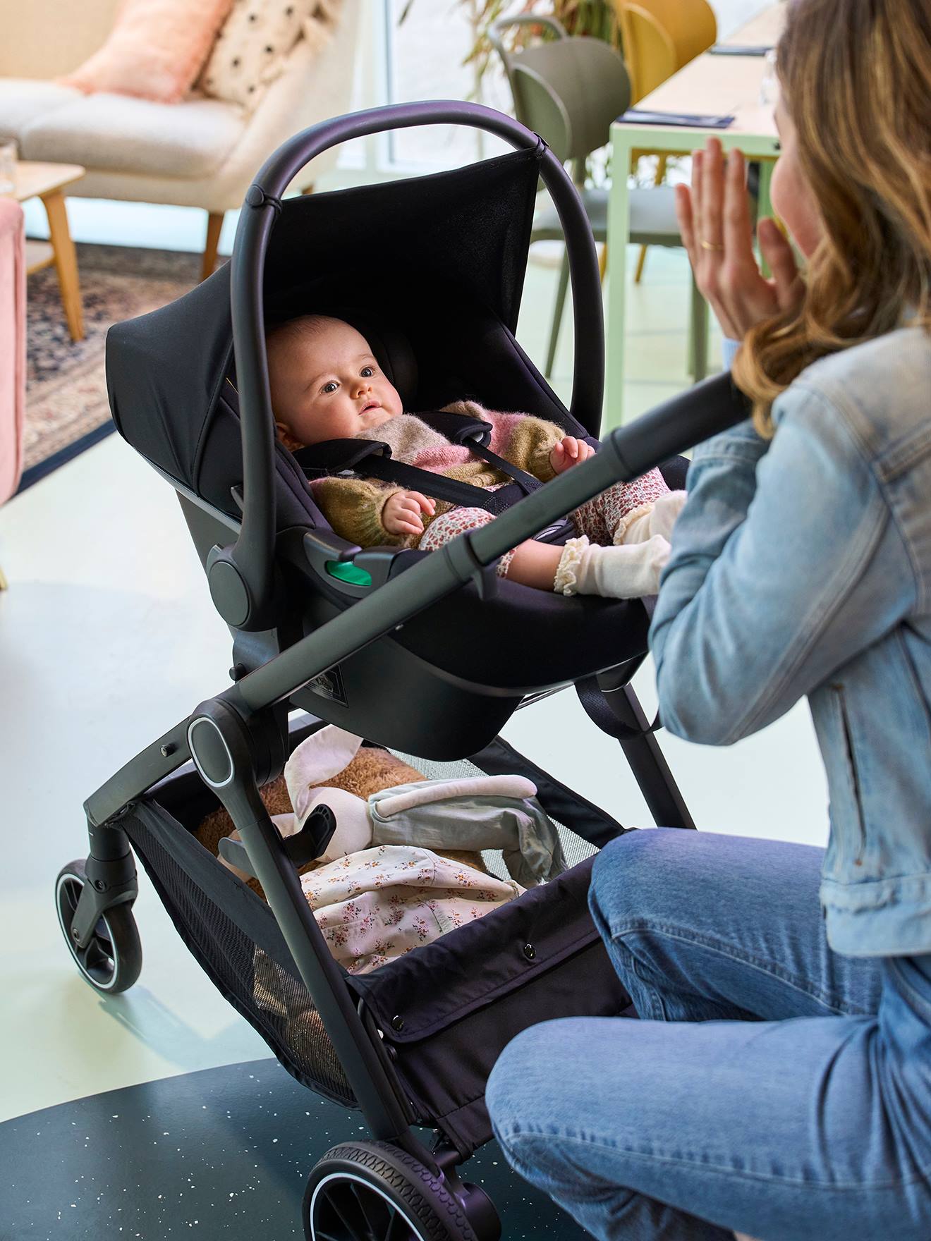 Vertbaudet Kombi-Kinderwagen AURIGA mit Babyschale & Babywanne - schiefergrau