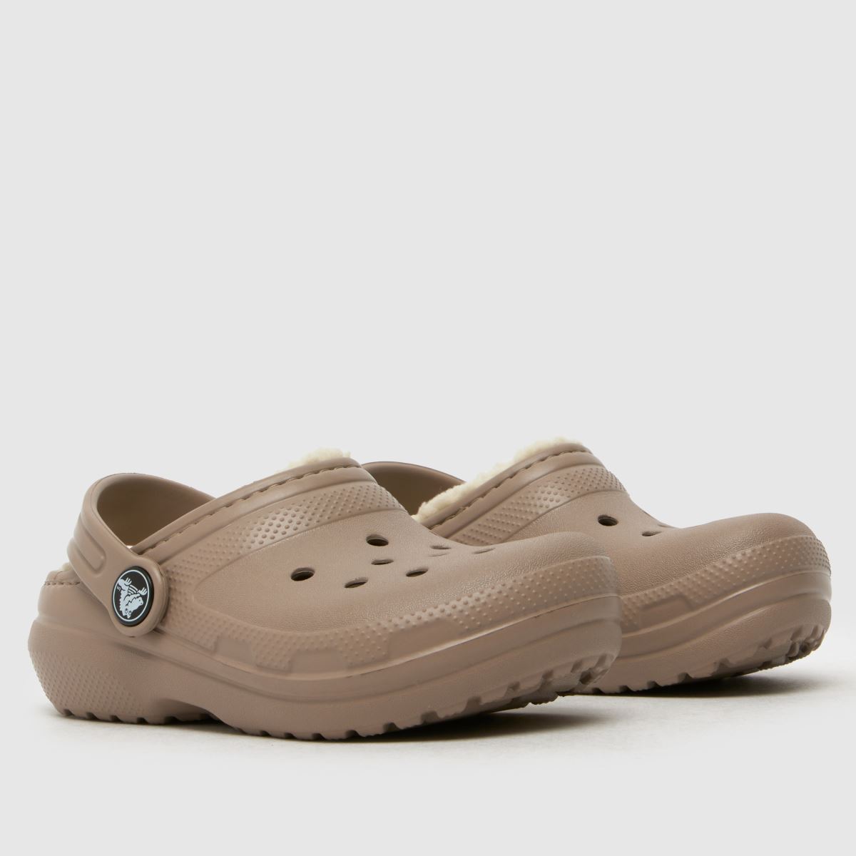 Crocs beige & bruna klassiska fodrade träskor för småbarn