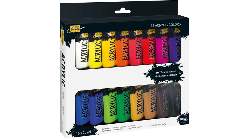 KREUL Solo Goya Acrylfarbe 20 ml Tuben 16er Set 320 ml mehrfarbig