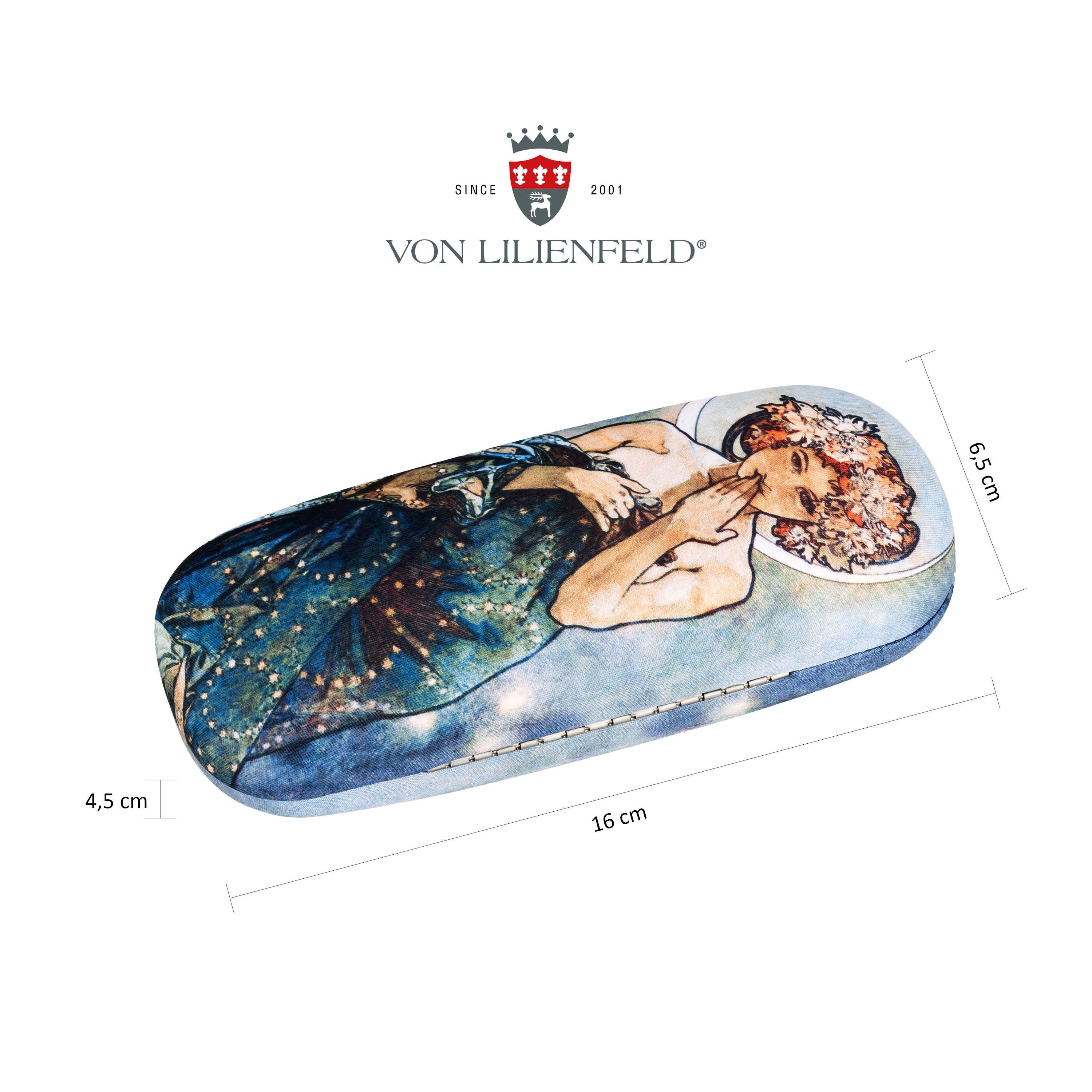 von Lilienfeld Brillenetui Brillenetui Alfons Maria Mucha : Der Mond Kunst Motiv Brillenbox Luna, stabiles mit Mikrofaser bezogenes Hardcase