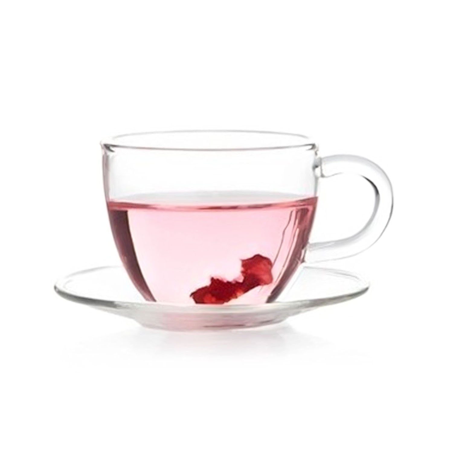 Dimono Tasse Tee & Kaffeetassen Set; 80 ml Fassungsvermögen, Borosilikatglas, Espresso Gläser & Untertasse