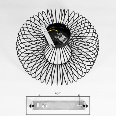 hofstein Deckenleuchte Pieris runde Deckenlampe aus Metall in Schwarz, ohne Leuchtmittel, E27, Retro-Leuchte mit Lichteffekt durch Gitter-Optik