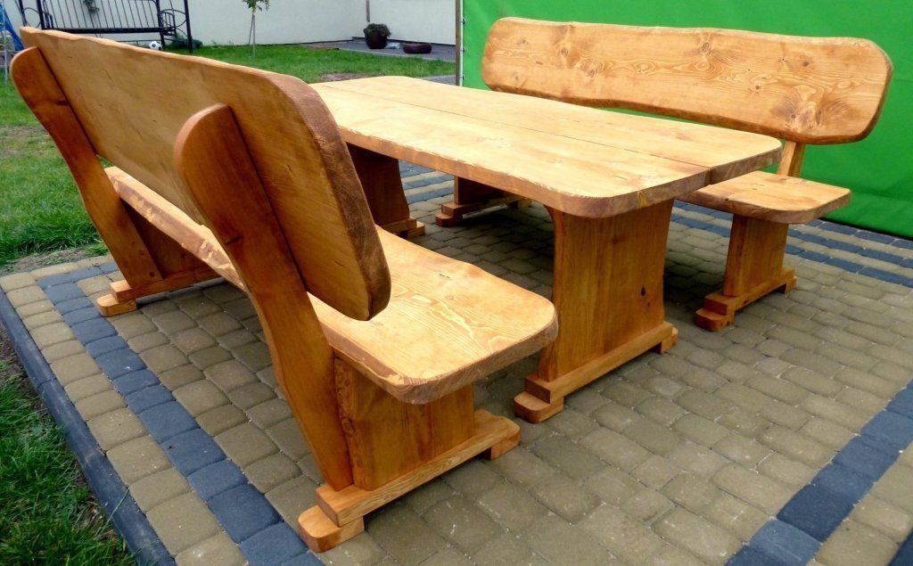 Unique Home Garten-Essgruppe Gartenmöbel,Holzsitzgruppe, Tisch+2 Bänke,Imprägnierung Farbe wählbar