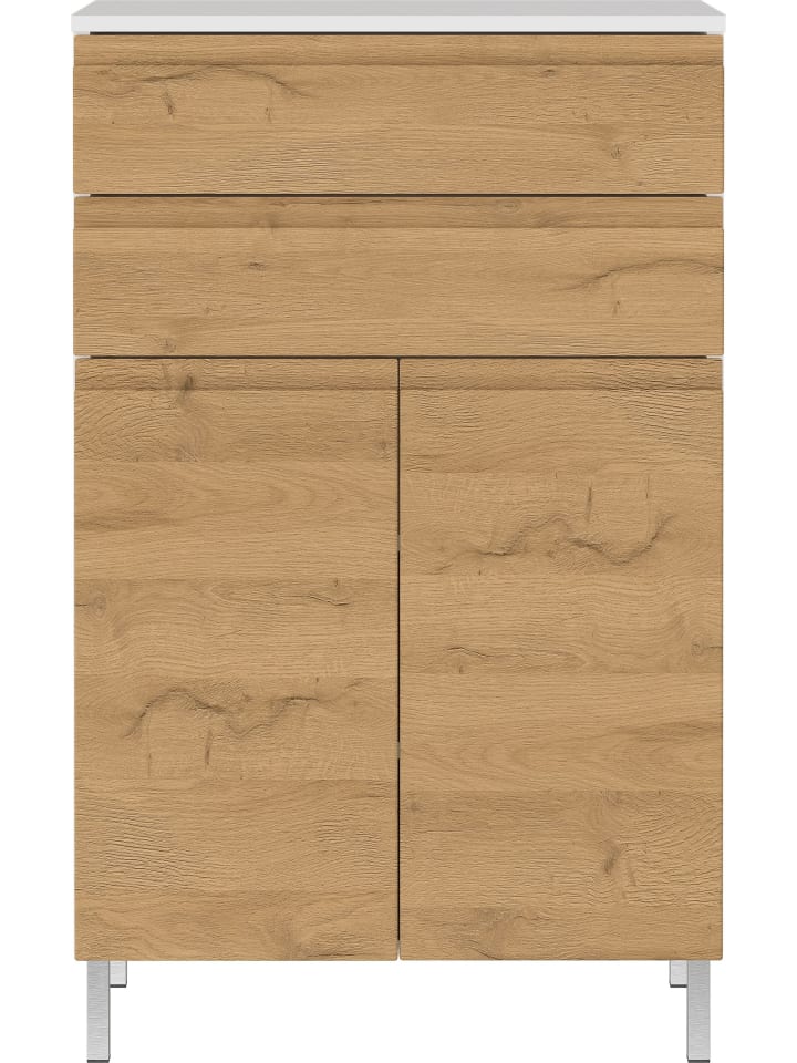 KADIMA DESIGN Kommode mit Schubladen, 60x34x97 cm, Badezimmerschrank, Weiß/Braun günstig kaufen onesize