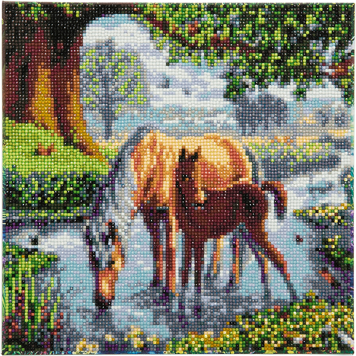 Crystal Art Kit auf Holzrahmen-Leinwand - Ponys, 30 x 30 cm