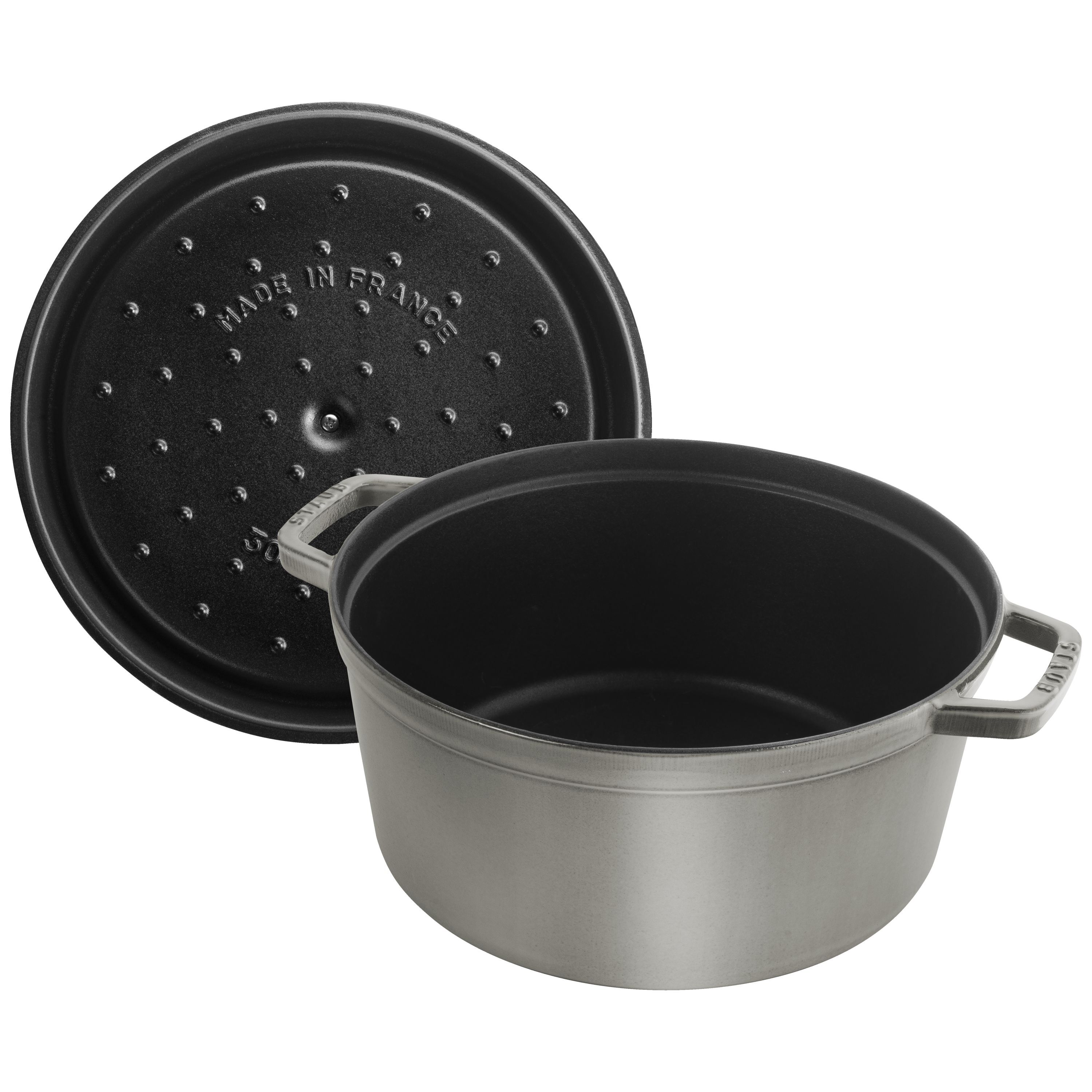 Cocotte 30 cm, rund, Graphit-Grau, Gusseisen