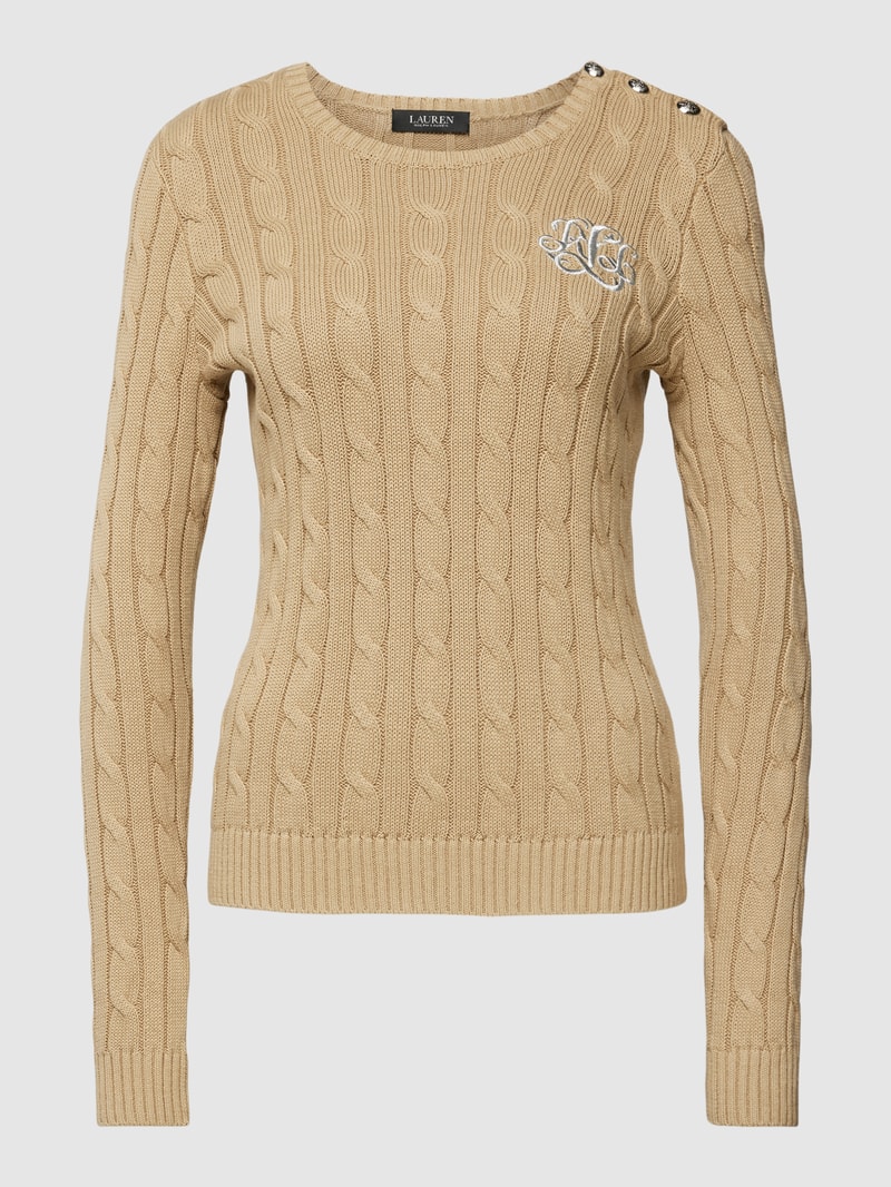 Strickpullover mit gerippten Abschlüssen in camel