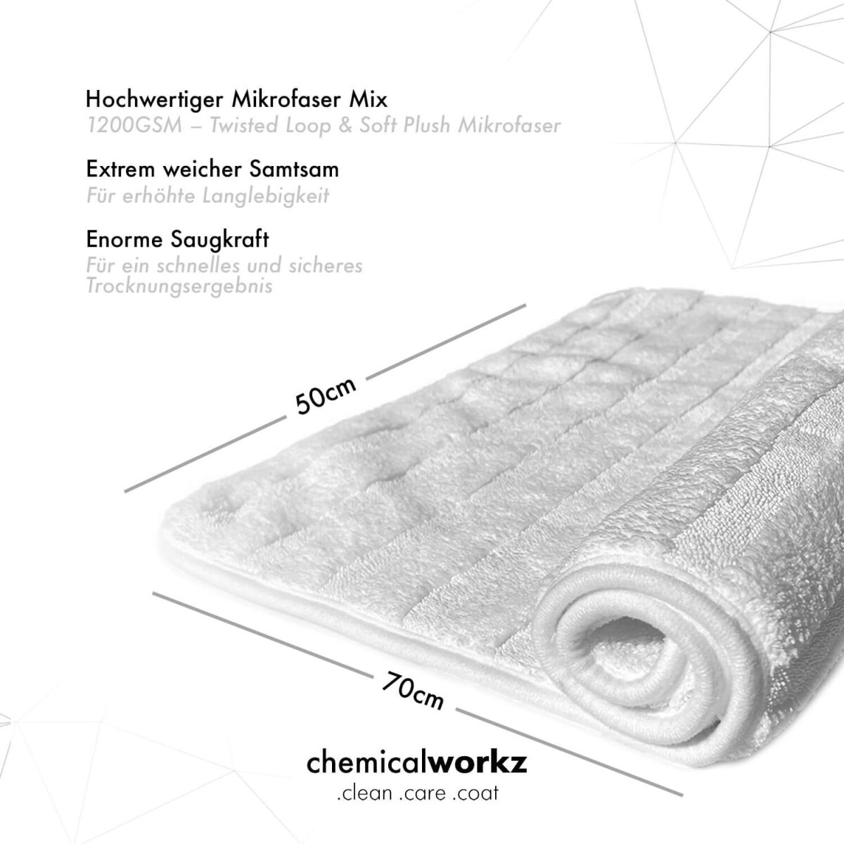 chemicalworkz Whale Hybrid Towel 1200GSM Weiß Trockentuch 70×50cm