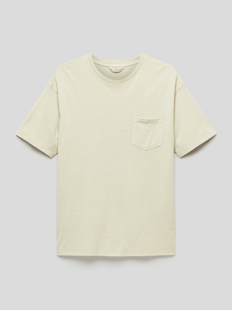 T-Shirt mit Brusttasche in mittelgrau meliert
