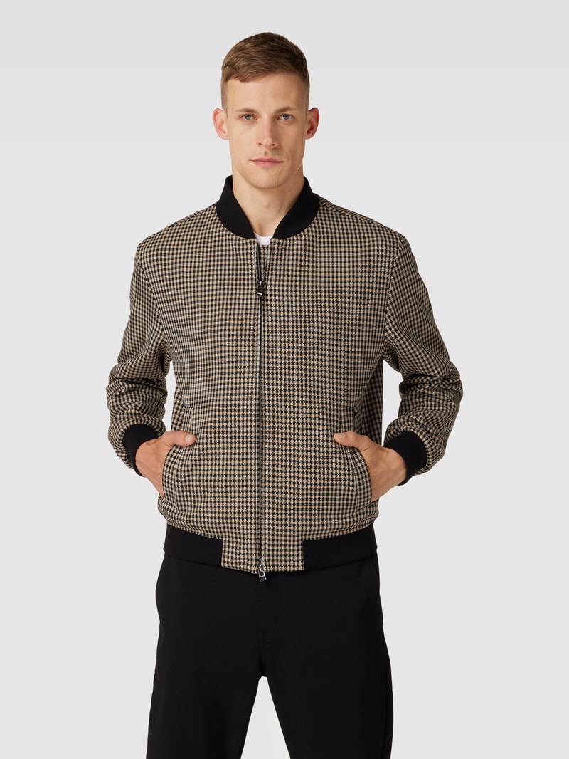 Bomberjacke mit Karomuster Modell 'Hanry' in beige