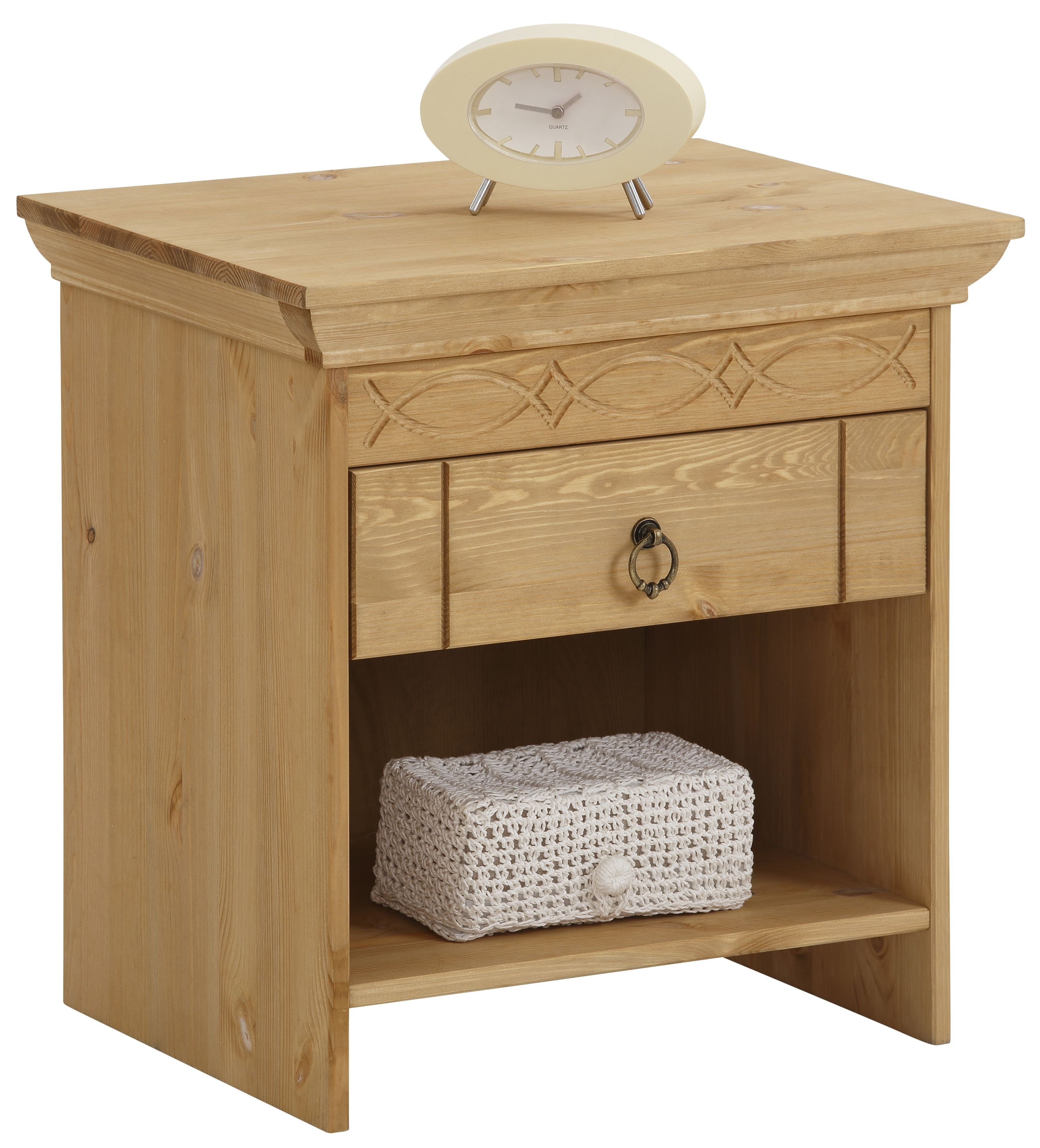 Home affaire Nachtkommode Indra, mit dekorativen Fräsungen, Breite: 50 cm