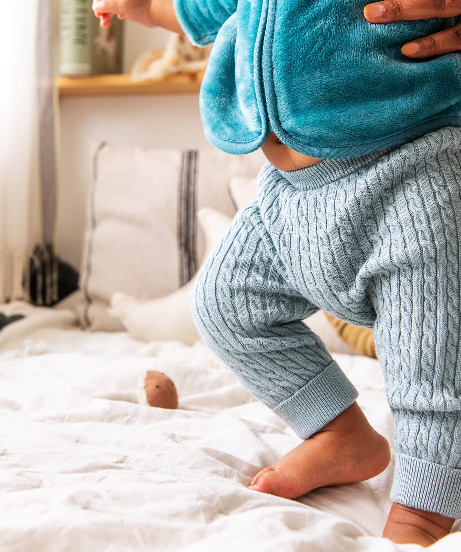 Pantalon bébé en maille torsadée (lot de 2) bleu | GEMO