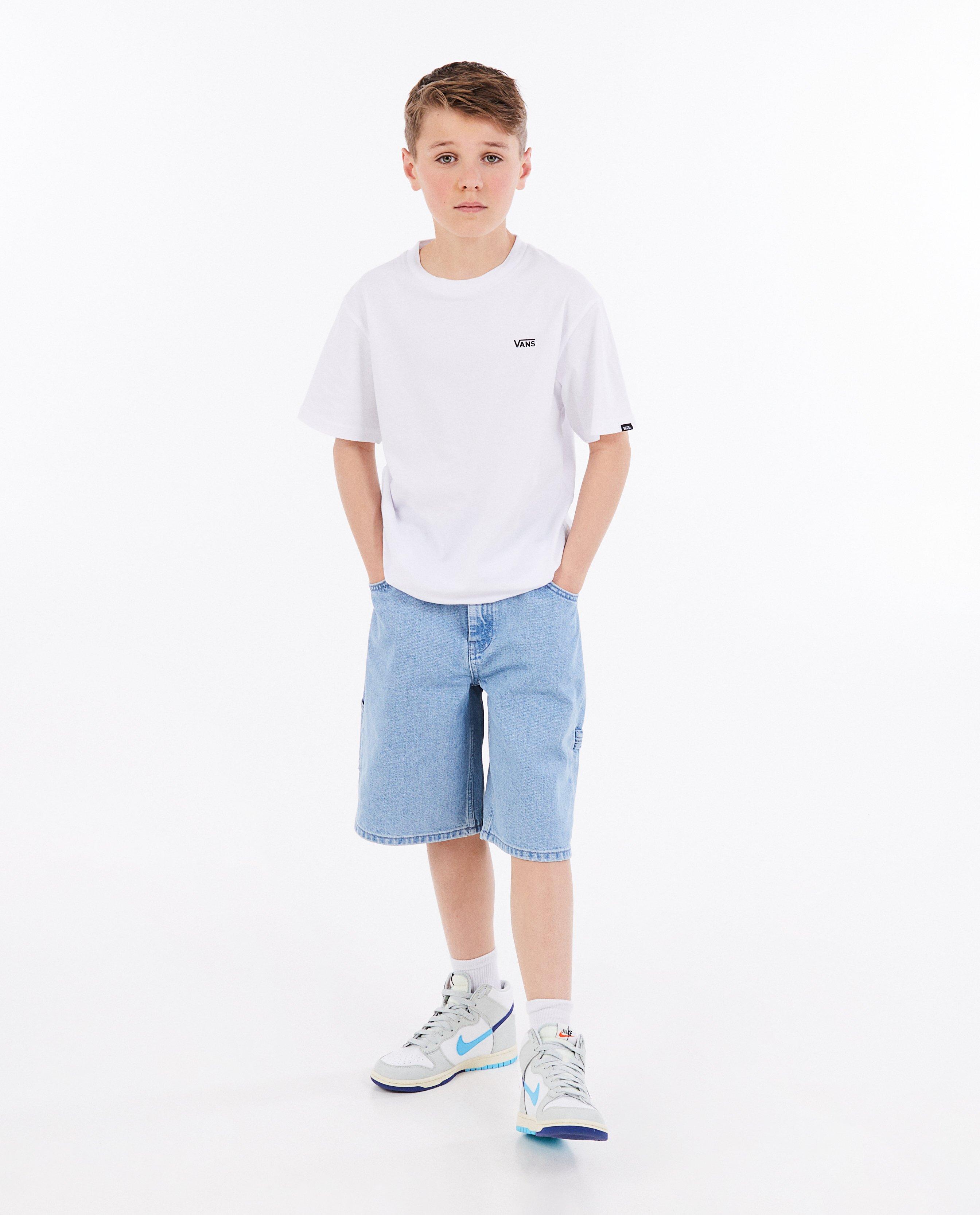 Pantaloni scurți din denim albastru deschis Fish & Chips, croială skater, albastru deschis