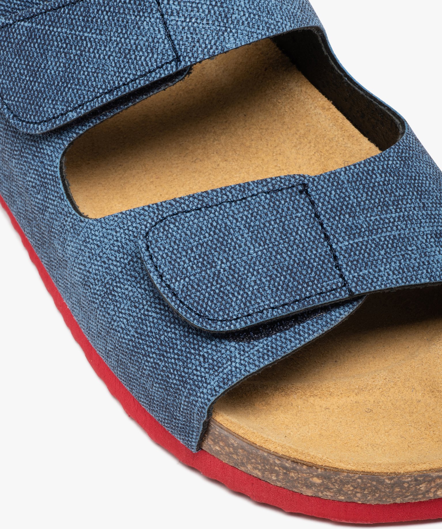 Sandales Garçon imitation denim à brides scratch bleu | GEMO